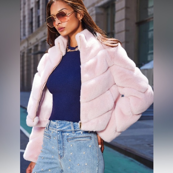 NEW Generation Love Brianna Faux Fur Jacket Ballet Slipper Pink Size Medium - Picture 11 of 11